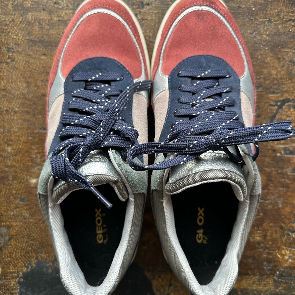 Geox Suede Red and Blue Sneakers